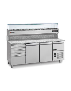PIZZA UNIT - 360 L - 2 DOORS - 5 DRAWERS + 1 NEUTRAL DRAWER / DISPLAY 10 GN 1/3 - 600 x 400