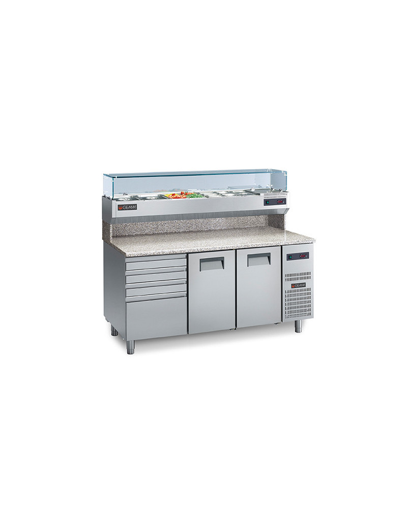PIZZA UNIT - 360 L - 2 DOORS - 1 DRAWER - 3 NEUTRAL DRAWERS / DISPLAY BOX 7 GN 1/3 - GN 1/1 PIZZA UNIT - 360 L - 2 DOORS - 1 DRAWER - 3 NEUTRAL DRAWERS / DISPLAY BOX 7 GN 1/3 - GN 1/1