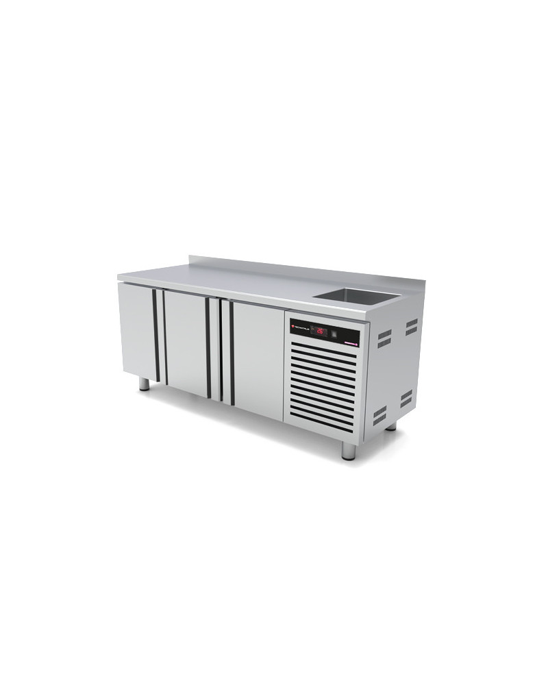 MEUBLE À SANDWICH - 540 L -  3 PORTES - 10 GN1/3 - PROFONDEUR 800 -  600 x 400 - INOX